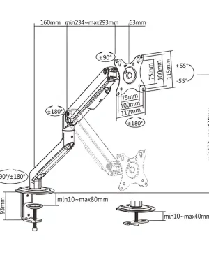 Single monitor arm desk mount VESA standard solid SolidHand-DS01