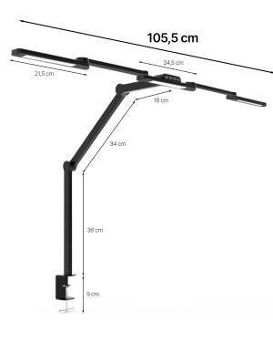 Stolná LED lampa s reguláciou jasu a farieb, HDWR LumixDesk-02