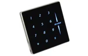 Access control reader for 13.56 MHz RFID card and password, Wiegand 26-34, DC 9V-16V, touch keypad, compact SecureEntry-AC800HF