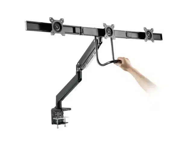 Černý matný držák na stůl pro tři monitory, plynová pružina, HDWR SolidHand-CM03U