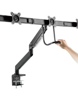 Čierny matný držiak na stôl pre trojitý monitor, plynová pružina, HDWR SolidHand-CM03U