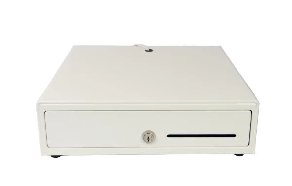 Cash drawer, white, 4 bill compartments and 8 coin compartments, RJ12, 6/12V, sturdy SecureTill-330RW