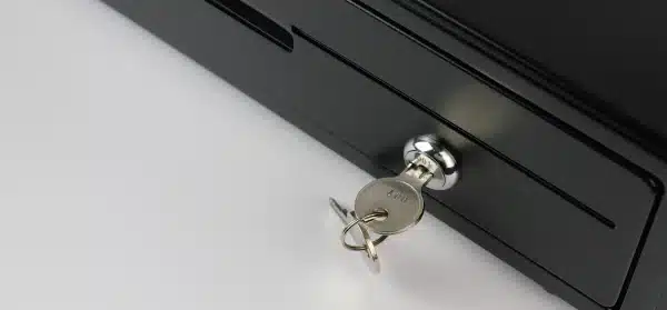 Kassalåda, rymlig, för kassaapparat, 4 sedelfack med snäppfästen, 6 myntfack, HDWR HD-KS41