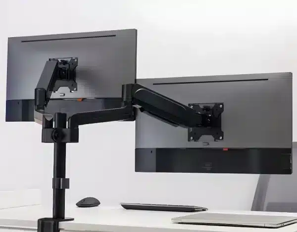 Dvojitý montážní rám na monitor, pružinový držák, standard VESA, černý matný, HDWR SolidHand-AS02