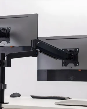 Marco de montaje para monitor doble, montaje por resorte, estándar VESA, negro mate, HDWR SolidHand-AS02