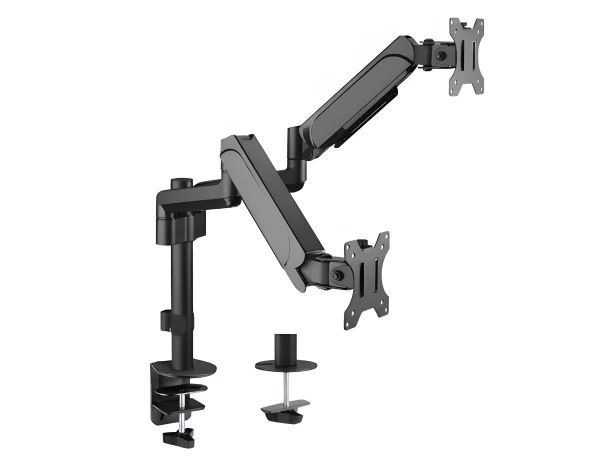 Dvojitý montážní rám na monitor, pružinový držák, standard VESA, černý matný, HDWR SolidHand-AS02