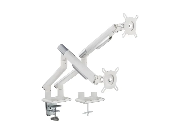 Dvojitý držák na monitor, 17″-32″, standard VESA, bílo-stříbrný SolidHand-BS02