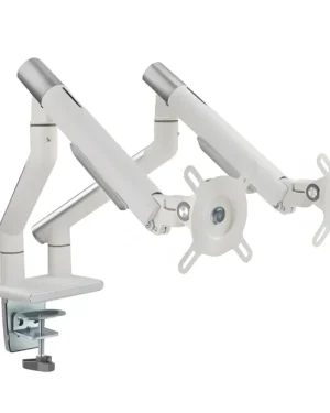 Dvojitý držiak na monitor, 17″-32″, štandard VESA bielo-strieborný SolidHand-BS02