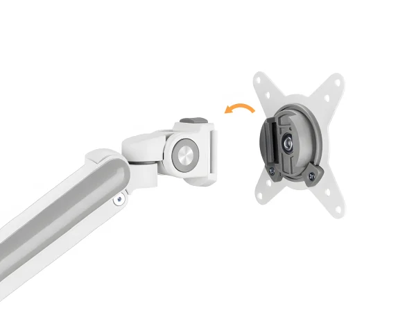 Dvojitý držák monitoru na stůl s mechanickou pružinou, stříbrno-bílý, standard VESA, SolidHand-FS02
