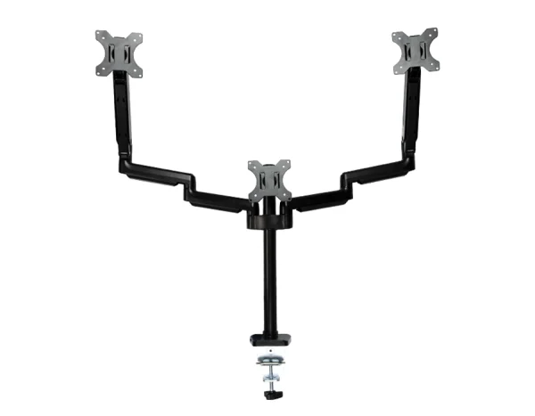 Plynový držák monitoru s trojitým ramenem, pro montáž na stůl, standard VESA, černý, SolidHand-SG03