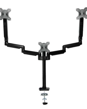 Soporte de gas para monitor de triple brazo, montaje en escritorio, estándar VESA, negro, SolidHand-SG03